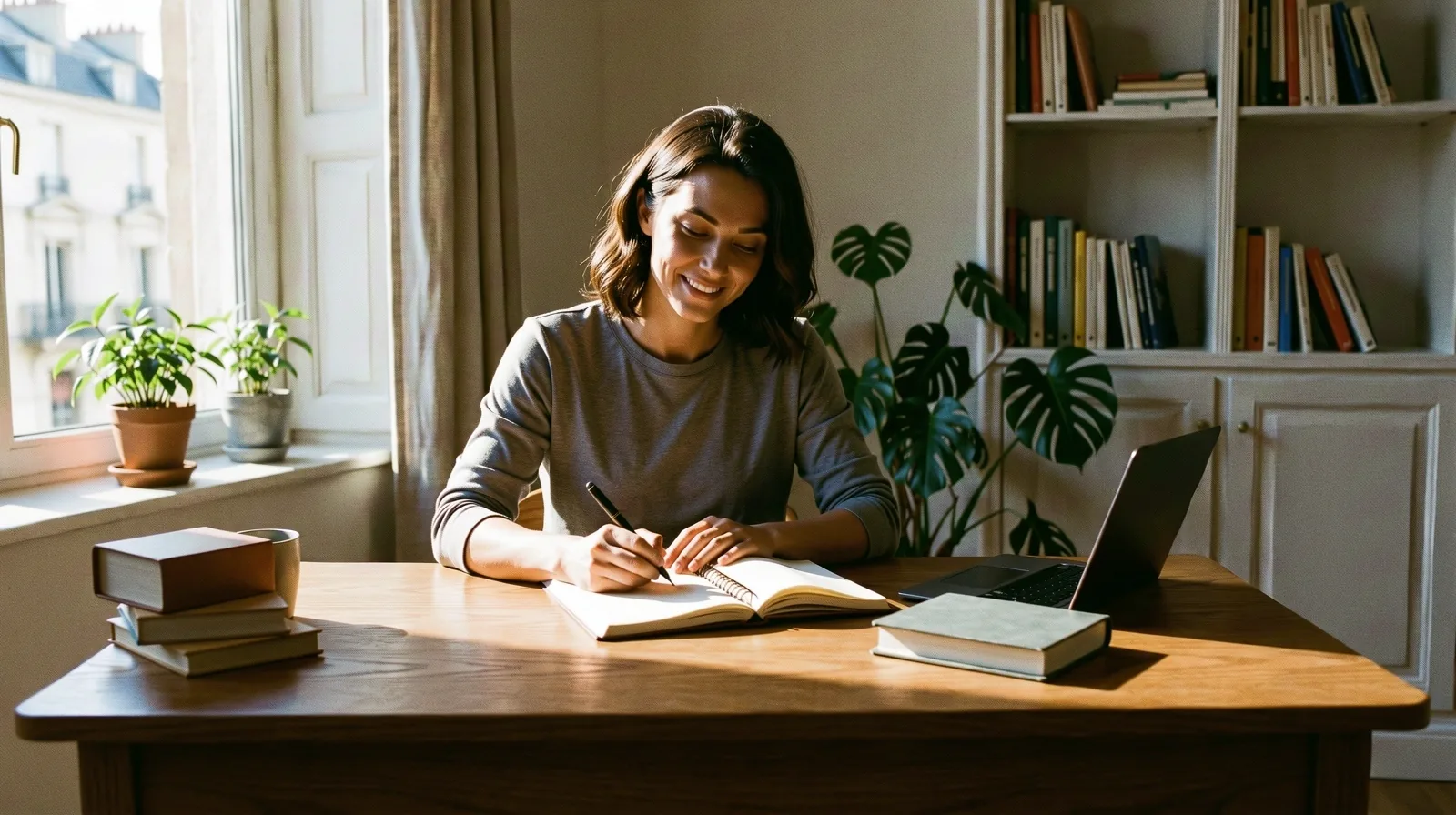 Espace de travail épuré et lumière naturelle